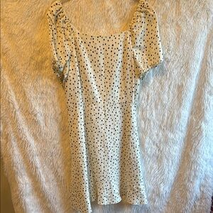 LOFT Cream and Black Flutter Sleeve Sundress